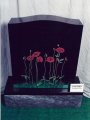 #53 - Color Etched Poppies - On black granite